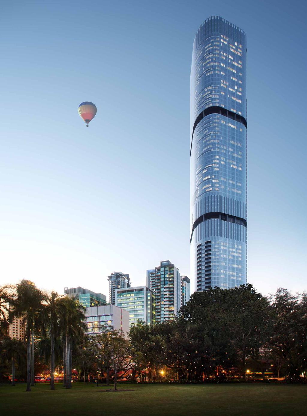 ARCHITECTURAL GR ANDEUR AMIDST NATUR AL SPLENDOUR. A vision of elegance, Brisbane Skytower is a beautiful piece of architecture set in a truly magnificent setting.