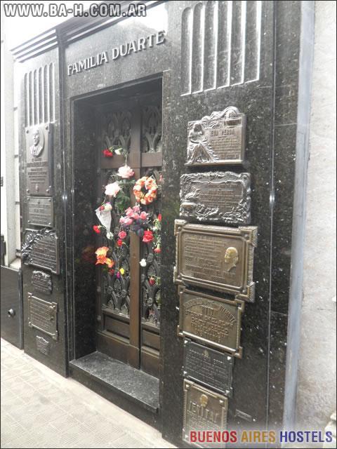 + THE MOST VISITED TOMB Without doubt, the mausoleum most visitors to the Recoleta Cemetery want to see is the tomb of María Eva Duarte de Perón.