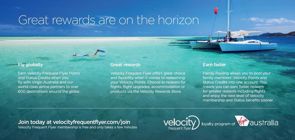 4.0 Velocity Frequent Flyer Velocity Frequent Flyer is the frequent flyer loyalty program of Virgin Australia.
