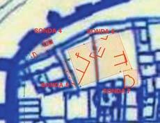 vicinity of baptistery (probes 3 and 7) and more to the south in the direction of Portae Cesareae (probes 1 and 2).
