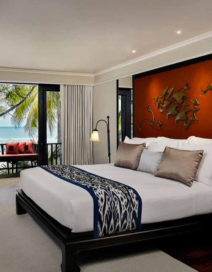 ACCOMMODATION Soak up lagoon and Gulf views from stylish Thai accommodation. Choose your ideal space draped in plush silks. Unwind in comfort at the end of a day spent exploring local sites.