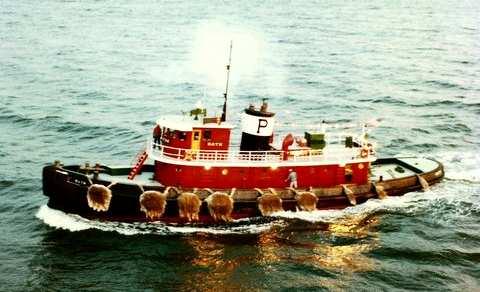 The tug BATH remained working out of New England ports for forty years, and was a common sight on the Portsmouth waterfront until she was sold in 1986 to Hartley Marine Services.