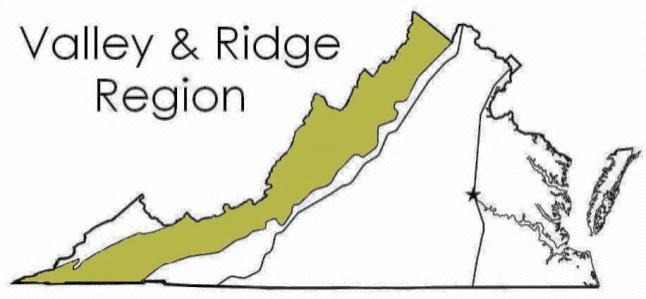 The land west of the Blue Ridge Mountains is Valley and Ridge Region called the Valley and Ridge Region. It includes the Great Valley of Virginia an d the Allegheny Mountain Ridge.