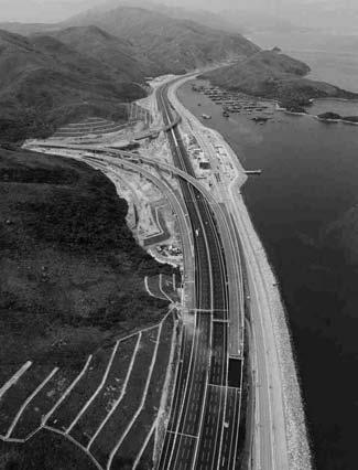 5 km long 3-lane both directions expressway constructed along the north coast of Lantau Island to provide direct linkage from the new airport to the