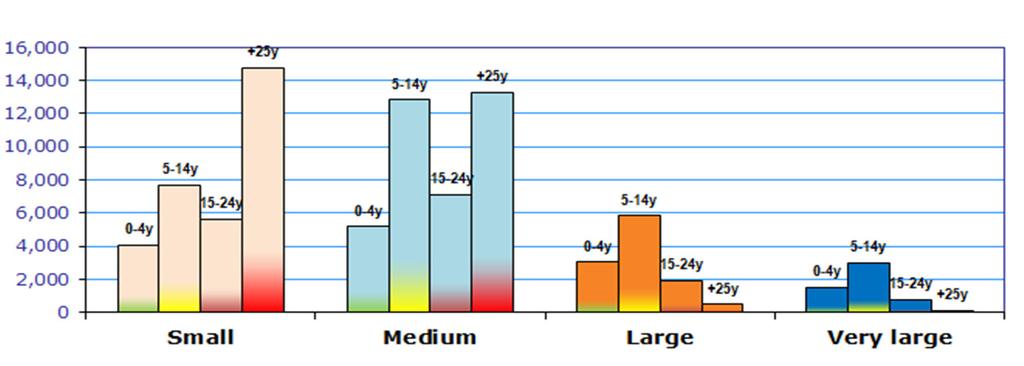 15 2.2. SHIPS BY AGE WORLD FLEET Table 3 - Total number of ships, by age and size