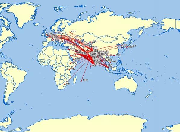 Air transport connectivity is a key infrastructure, enabling globalisation India - January 2000 Source: SRS Analyser This