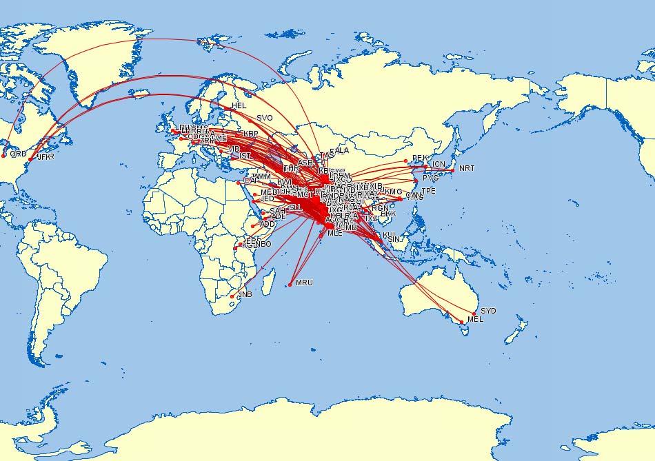Expanded connectivity has facilitated trade and economic growth India October 2008 Source: SRS Analyser This chart shows India s route network today (October 2008) new connections to N America,