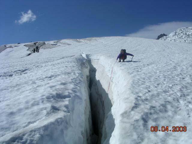 Crevasse Stratigraphy Determined in vertically walled crevasses the snow layer can be traced from crevasse to crevasse and can be