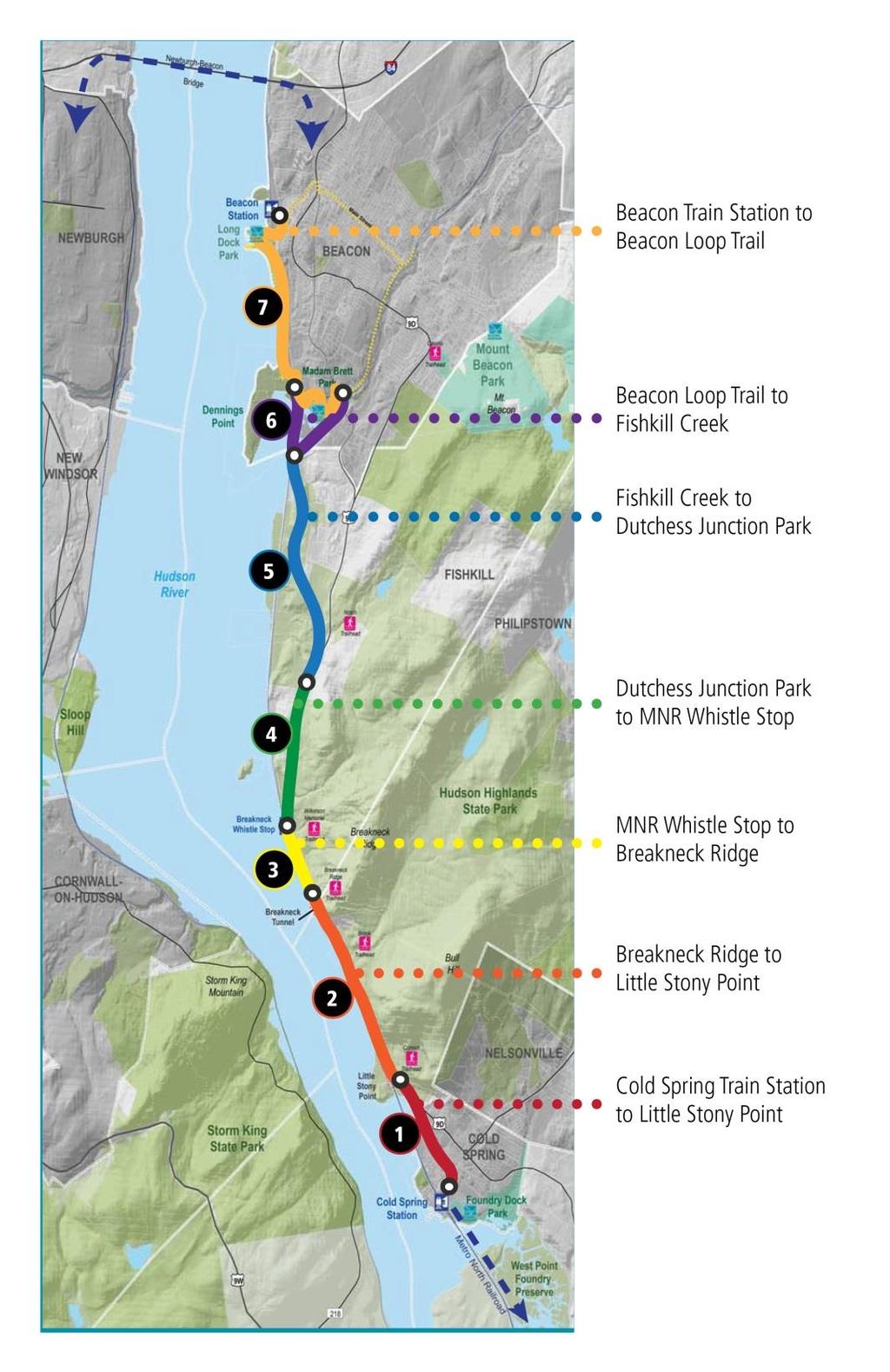 Preferred Trail Alignment Seven Segments 1. Cold Spring Station to Little Stony Point 2. Little Stony Point to Breakneck Ridge 3.