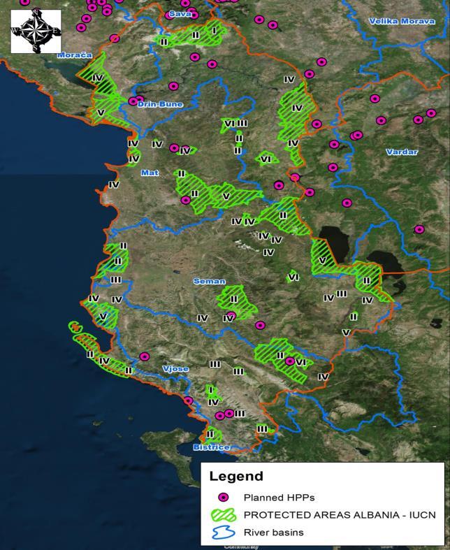 chosen (25) river basins, GIS data collected for environmental analysis: protected areas, Corine land cover, settlements, river basins, Fish fauna inventory and residual flow legislation