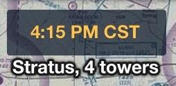 the text is shown in white: To see more detailed Stratus status information, tap the Map Settings gear button and
