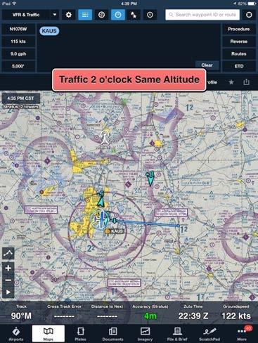 TRAFFIC ALERTS Aircraft NOT Equipped with ADS-B Out When the Visual Alerts setting is ON if your aircraft is moving at over 40kts and an ADS-B traffic target comes within 1NM horizontally and +/-