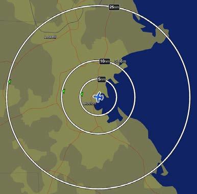 DISTANCE RINGS Distance Rings displays 3 concentric rings with markers around your aircraft s current position, so you can quickly judge the distance or time from your location to other locations on