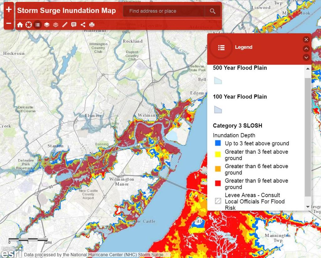 Map, City of Wilmington 8 EPA Storm Surge
