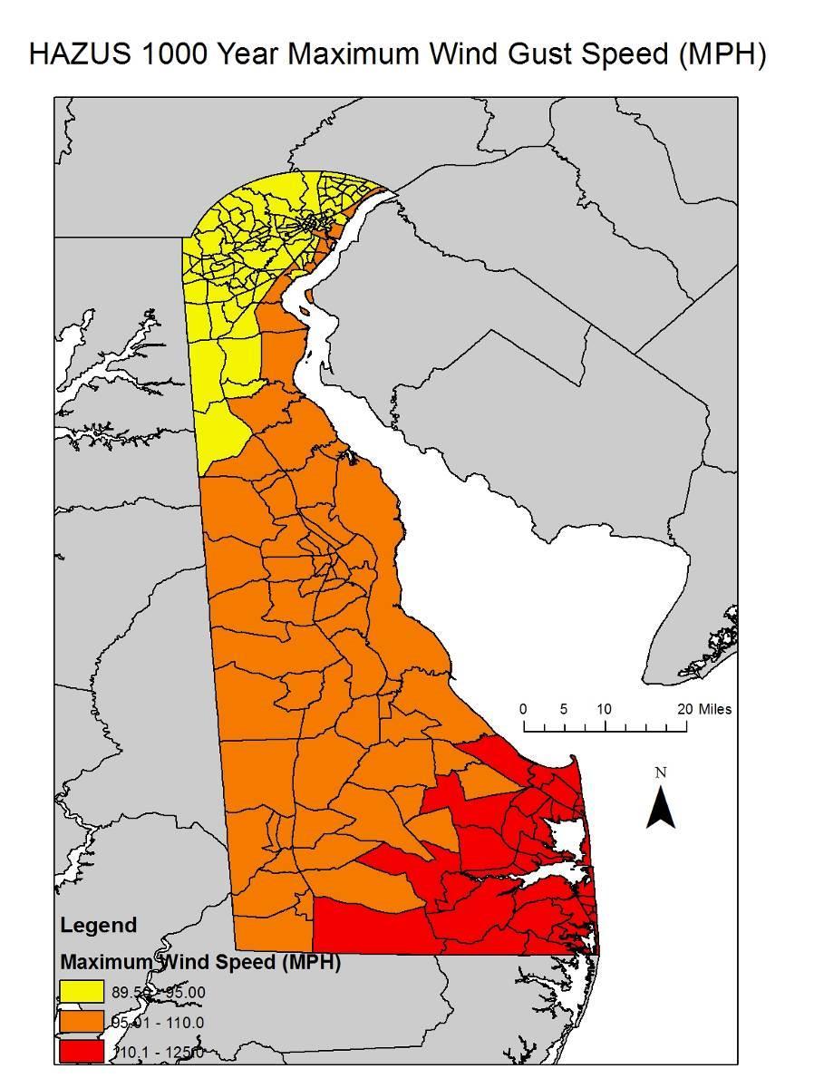 8.1 Wind Damage Chapter 8 Demographic Analysis of Wind Damage and At-Risk Areas There is significant wind damage predicted by direct hurricane hits to Delaware.