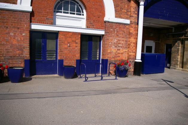 Cycle Access Parking for cyclists consists of two sets of Sheffield stands under the canopy on Platform 3, and one uncovered rack beside Platform 1.