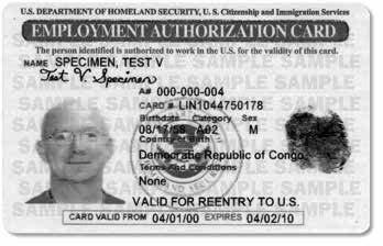 (Form I-766) to individuals granted temporary employment authorization in the United