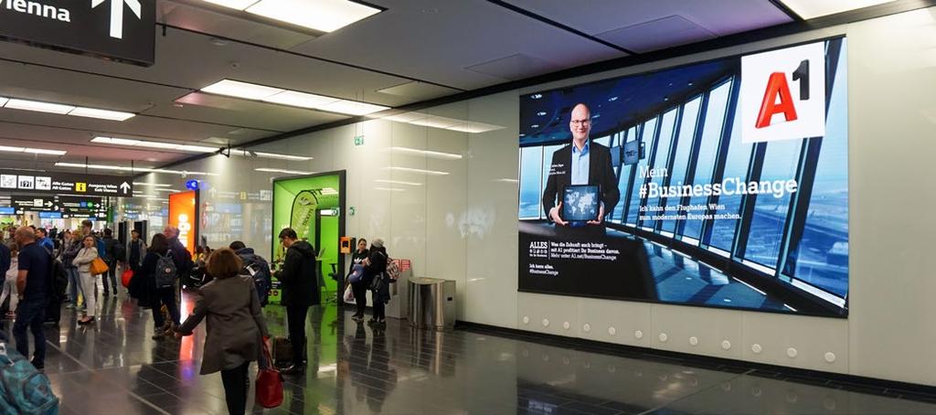 arriving passengers at the entrance to the baggage claim area, making them the ideal solution for spectacular and lasting