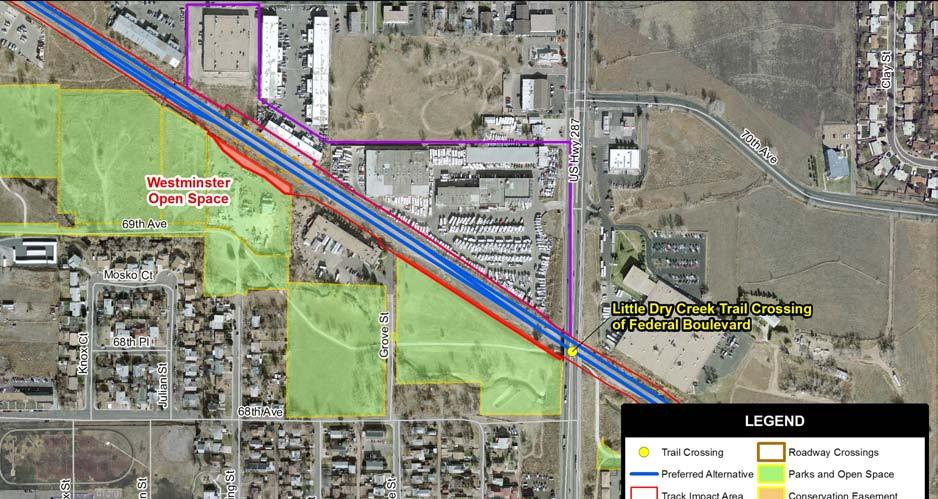 The Preferred Alternative would require the acquisition 0.37 acre of land from the open space located in Westminster along the Little Dry Creek Trail. The acquisition, shown in Figure 3.