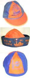 Lot # 226 - Lot of 3 Hats: - Blue and orange, felt, boy's, baseball hat with the words "New York World's Fair - 1939" and the image of the Trylon and Perisphere on the front. Orange felt brim.