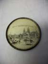 Estimate: $ 50 - $ 75 Lot # 24 - Round hand mirror. On the reverse side of the mirror is an image of "Worlds Columbian Exposition 1893 Machinery Hall" in sepia tones.