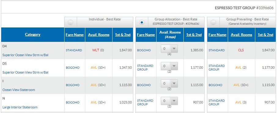 Singleview (Individual & Groups Side-By-Side) The Singleview screen shows group availability and pricing attached to an agency side by side with the individual availability and pricing.