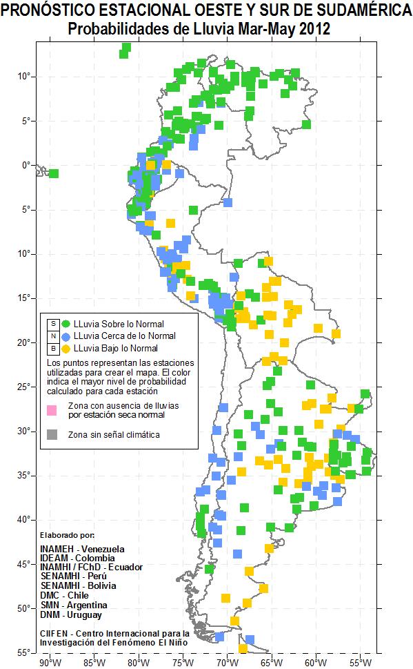 Regional Humanitarian response and main issues Regional rainfall forecast March - May 2012 Venezuela: More probabilities of precipitation above normal levels in all the country.