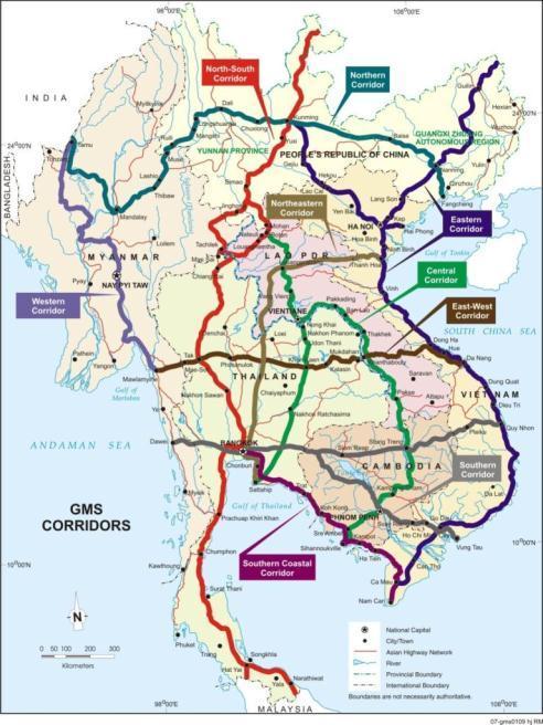 Thailand: the Crossroads of ASEAN R3B R3A R1: Southern Economic Corridor (SEC) Bangkok-Aranyaprathet-polyped- Pratabong-Phnom Phen Hochi Minih Vong Tao R2: East-West Economic Corridor (EWEC) 1,320 km