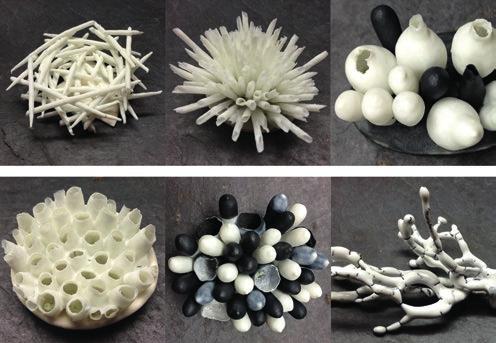 > Making of sea urchin shells experimenting with different slip thicknesses and materic effects (using grains) > Making of porcelain tiles using porcelain paper clay made with cellulose from