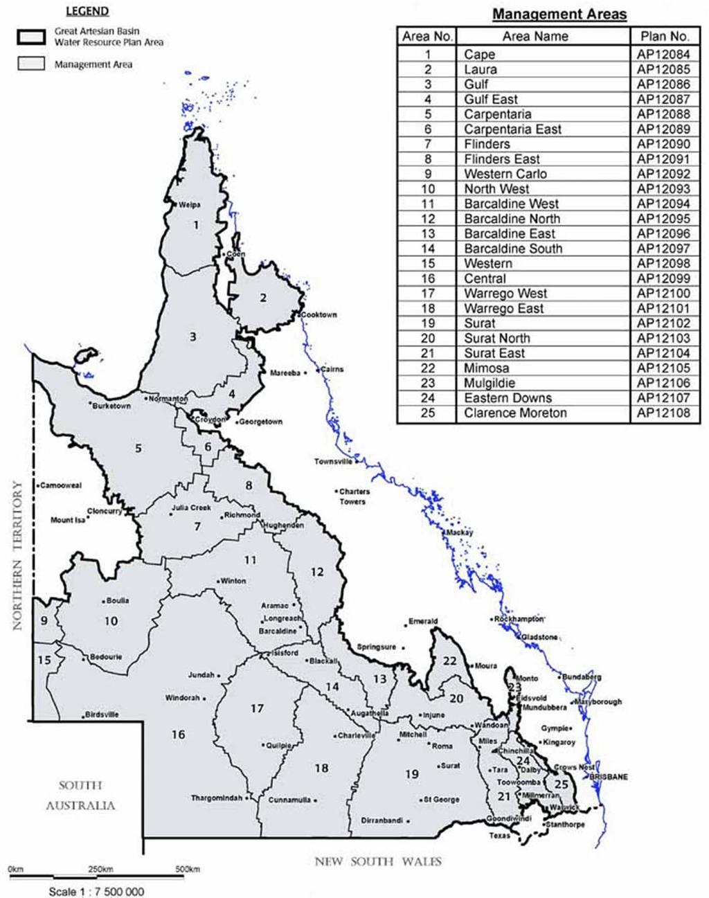 Figure 8: Great Artesian Basin Management Areas, Queensland Draft Regional Roadmap 2013 16