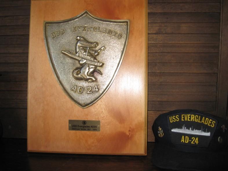 3 USS EVERGLADES AD24 Destroyer Tender 1951-1970 Plaque was Donated by the late Lyle L Aley MR3 who served aboard the Everglades from 1958 to 1960 Repair Division, Lyle passed away in 2012 and it was