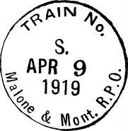 New York Central Railroad Malone & Montreal Beginning in 1908, and continuing through until