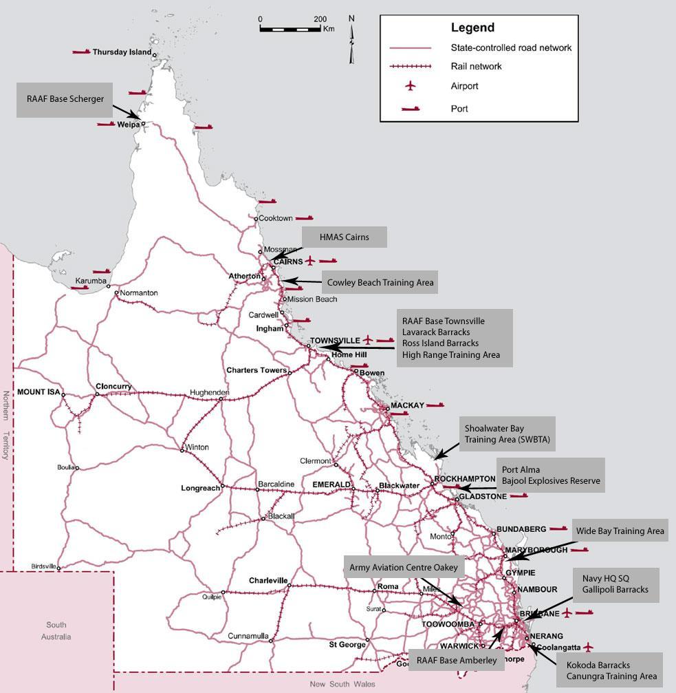 Major Defence bases QLD a Strategic Partner Amberley 2000-2005 mainly one fleet: ~24-30 F-111, some attrition and training airframes 707 Tanker Mods MRO <3000 people 2018-2025 - over 70 aircraft in 6