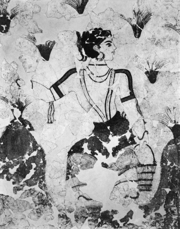 12 The Greeks and the Bronze Age Figure 7 Detail of fresco from Akrotiri, Thera (Santorini); height of figure 78.4 cm, ca. 1700 BC.