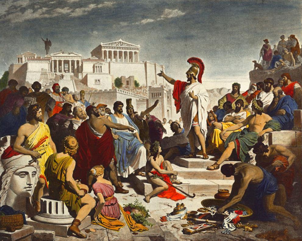 Greece during the Peloponnesian War: Pericles gives his famous speech, "The Funeral Oration Acknowledge the citizens Athens and reminded them of the power