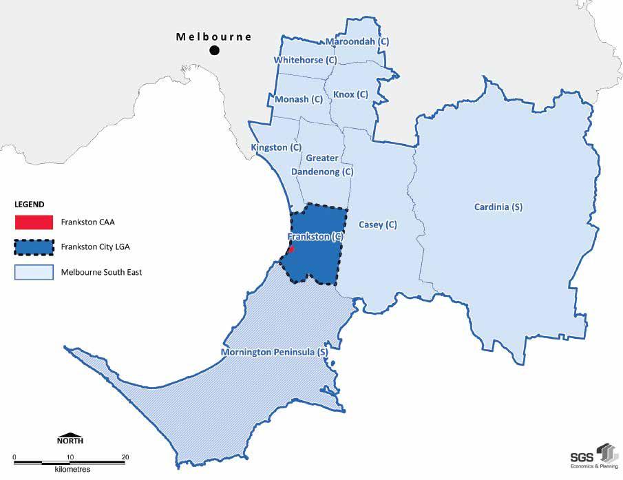 Frankston City Population 2006 121,587 % of Melbourne Statistical Division (SD) 3.2% Population Growth 2001-2006 1.3% pa No. of Businesses >9,100 Figure 1.