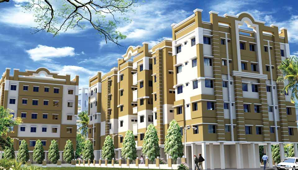 The G+5 storied apartment complex is surrounded by lush green landscape ensuring clean and healthy living.