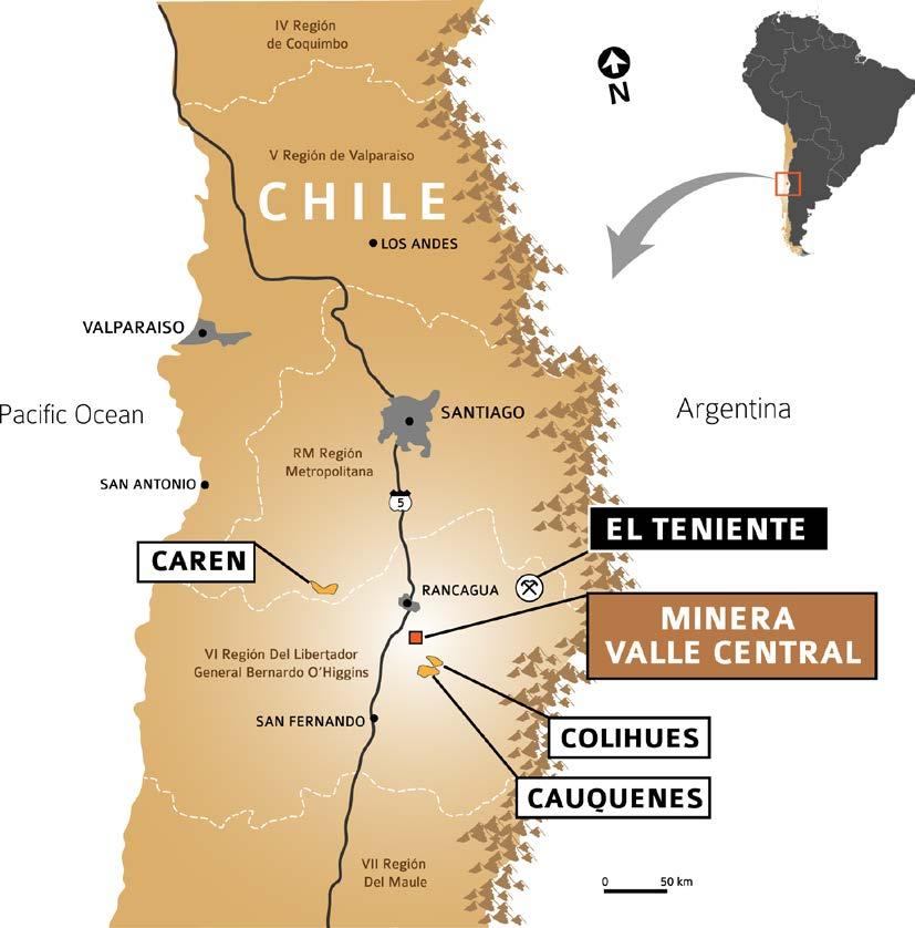 MVC Processes Tailings from El Teniente Mine El Teniente expects to continue mining for 50 years MVC s plant is located 40 km southwest of El Teniente MVC processes fresh tailings from current El