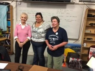 Claudia Contreras our out-going President (center) inducted our new officers Joanne Nissen (right) as President and Kay Harmon (left) as Secretary for the 2016-2018 term.
