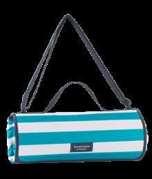 NEW! Picnic Blanket Aqua Polyester aqua and white striped blanket with a waterproof backing and
