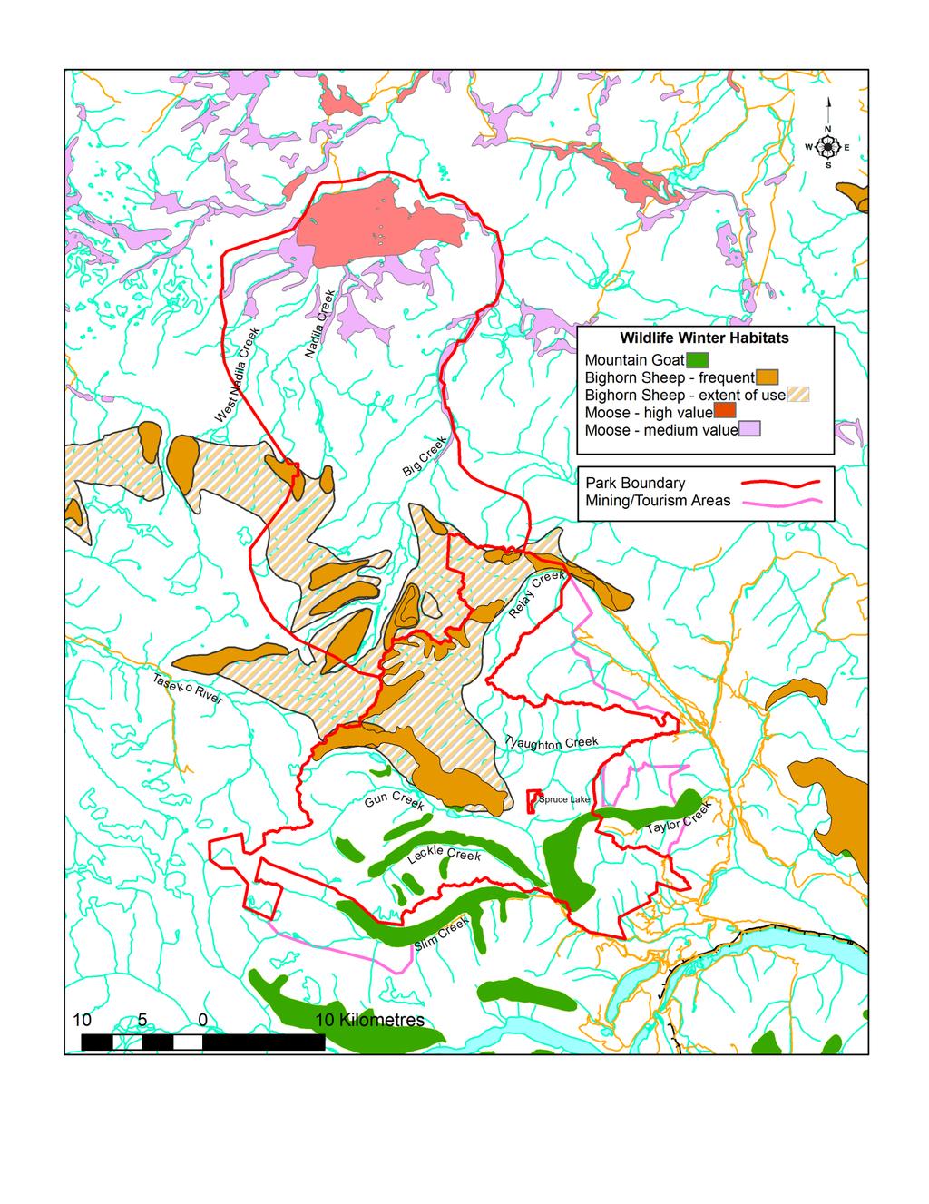 Figure 4: Winter Range Areas for Mountain Goat, Bighorn Sheep and Moose