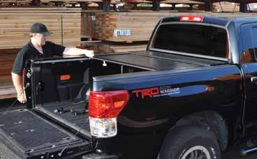 When fully retracted, the system neatly stows into a space saving canister in the truck