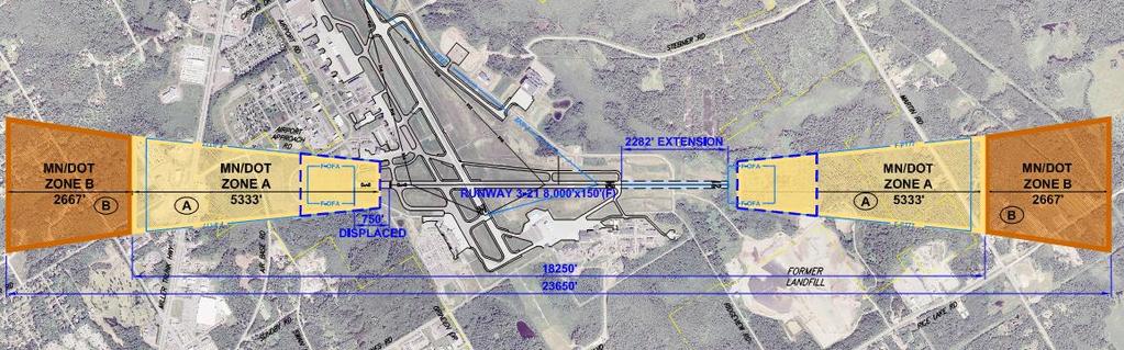 Exhibit 6-7 RUNWAY 3-21 8,000 LENGTH OPTION B Runway 3-21 OPTION C: Involves the relocation of the Runway 3 end by 750 feet and extension of the Runway 21 end by 3,032