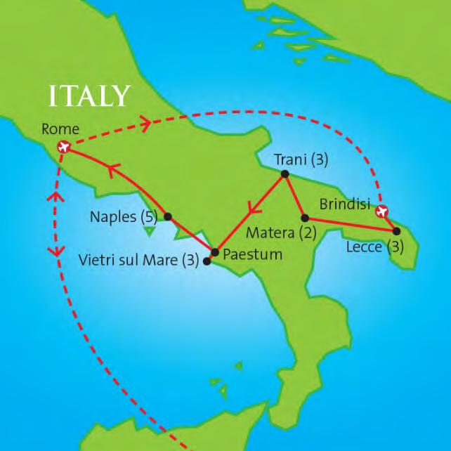 nights) Date published: June 25, 2018 Overview This 17-day tour will appeal to those looking to take the road less travelled through the regions of Puglia and Basilicata, and on to the famous