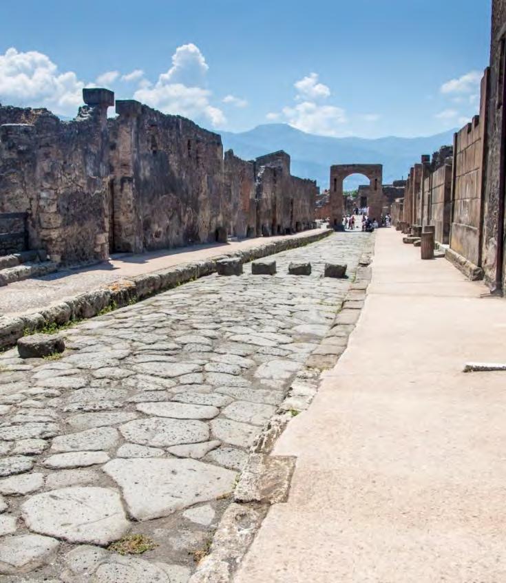 Unlike Pompeii, which was an agricultural centre, Herculaneum was a resort town on the coast, and the site features large seafront houses as well as the baths, shops and other public buildings that