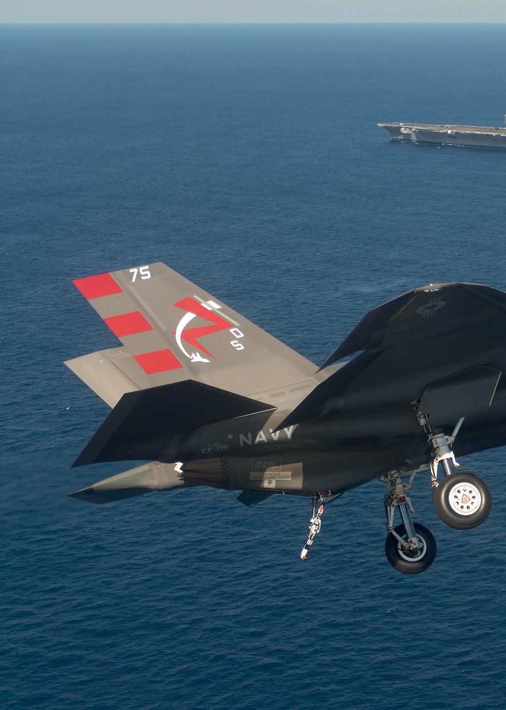 MILITARY F-35C LIGHTNING II CARRIER SUITABILITY TRIAL Cats, Traps & a Rooster Tail AIR International s Mark Ayton reports from the USS Nimitz during the F-35C Lightning II s first carrier suitability