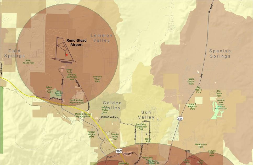 Truckee Meadows Drone Notification Areas Within 5 NM of RNO Within 3 NM of RTS Within 2 NM of Helipads