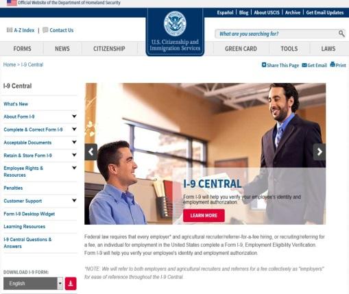 Form I-9 Resources I-9 Central I-9 Central Office of Citizenship
