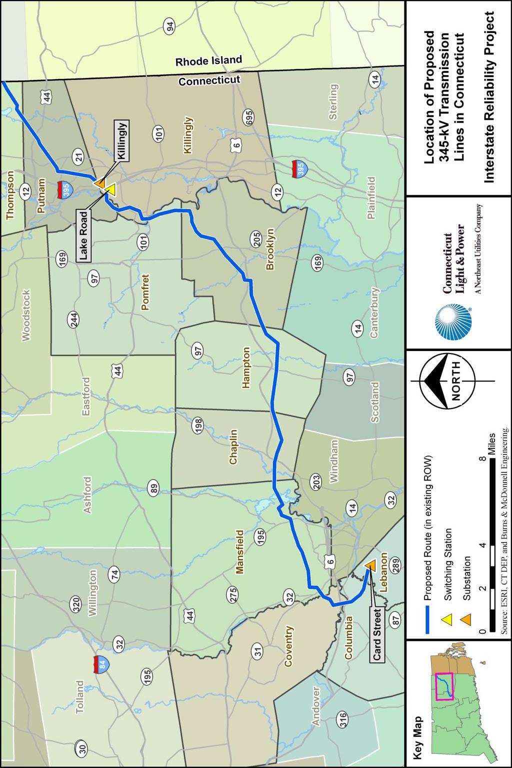 Figure 1-1: Location of Connecticut Portion of the Proposed Project (345-kV Transmission Lines and