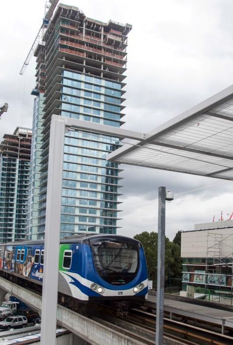 A highly used, transformative project Highest single day ridership: 287,379 during the 2010 Olympics Daily Canada Line boarding s at **YVR station in 2009: 5,400 In 2015: 7,800 (44% growth) 85%